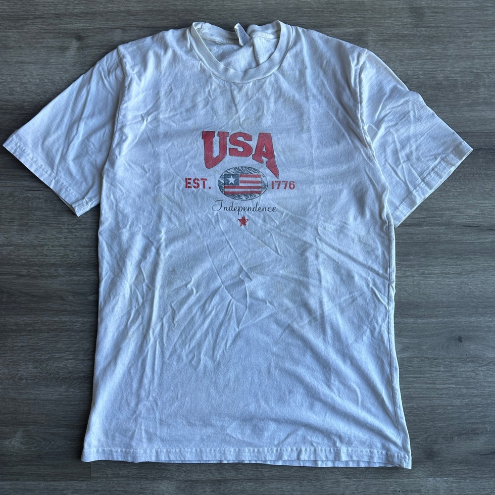 Old Mill USA‎ Independence Graphic T-Shirt Patriotic White XL